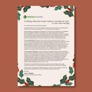 Read more about the article A Holiday Note from Fairfax Software’s President & CEO: 32 Years and Counting!